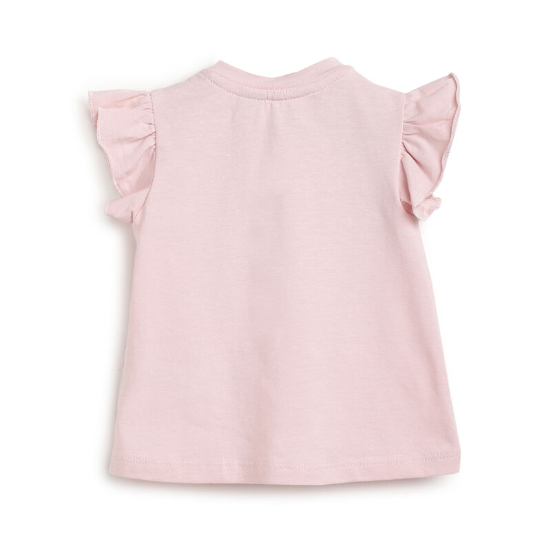 Girls Medium Pink Solid Short Sleeve Top image number 1